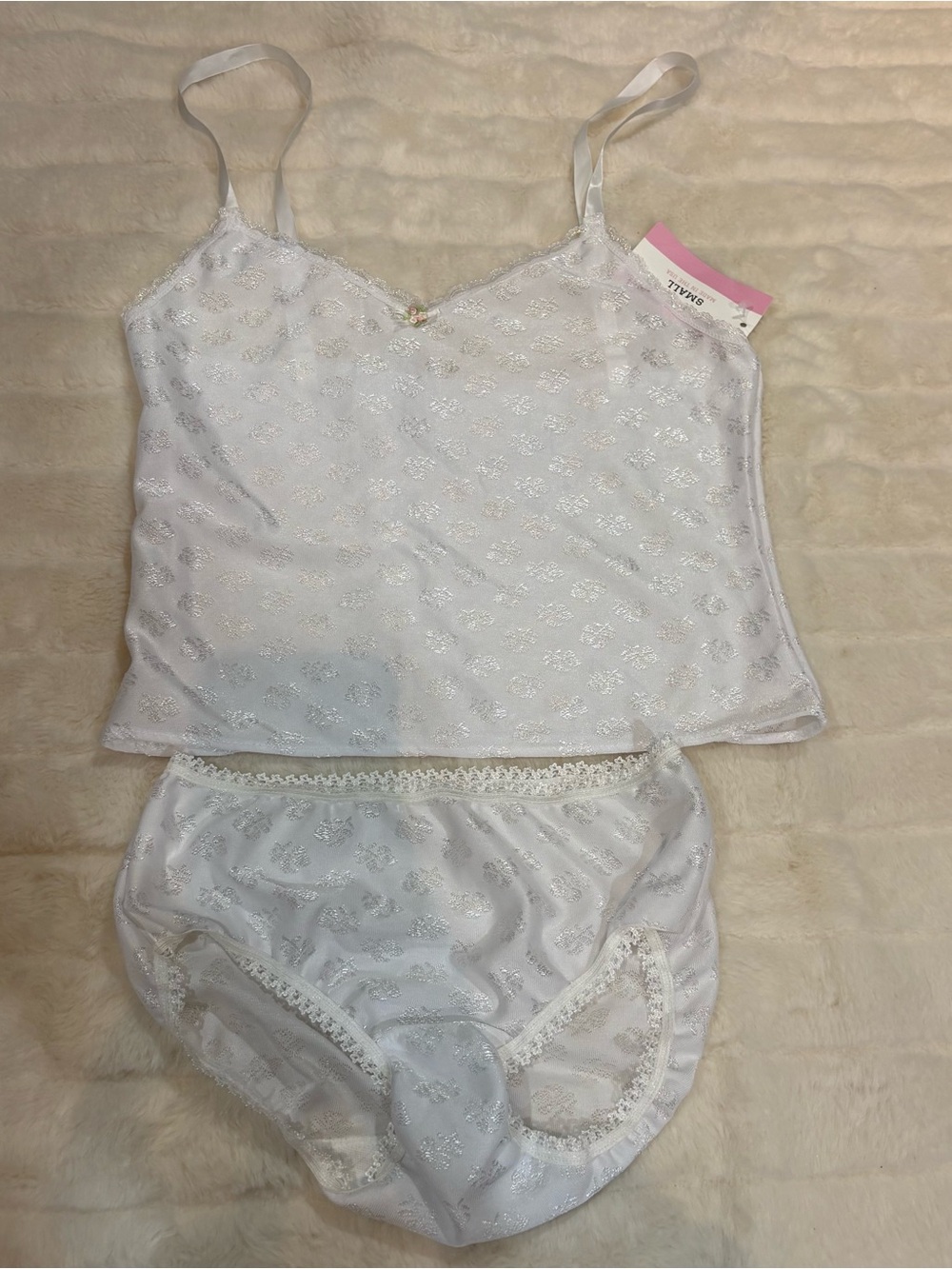 White Lace-Accent Cami and Brief Set - Women's Intimates handmade